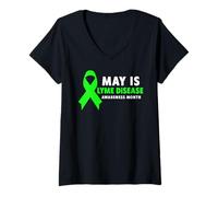 Mujer Camisa de la Enfermedad de Lyme - Mayo es el Mes de concienciación sobre la Enfermedad de Lyme Camiseta Cuello V