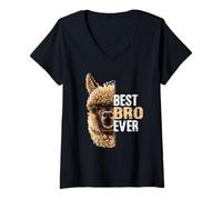 Mujer Camisa de llama para hermano, disfraz de llama para cumpleaños de hermano Camiseta Cuello V