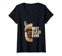 Mujer Camisa de llama para padre, disfraz de llama para cumpleaños de padre Camiseta Cuello V