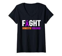 Mujer Camisa de Lucha contra la Violencia doméstica - Concientización sobre la Violencia doméstica Camiseta Cuello V