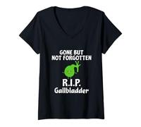 Mujer Camisa de Memoria Divertida de la vesícula biliar Gone But Not Forgotten Rip Camiseta Cuello V
