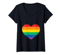 Mujer Camisa de orgullo - Corazón arcoíris del orgullo gay Camiseta Cuello V