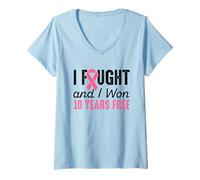 Mujer Camisa de Regalo de cáncer de Mama de 10 años de cáncer de Mama Camiseta Cuello V