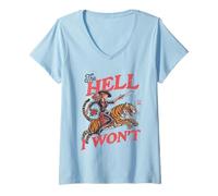 Mujer Camisa De Tigre Retro De Vaquera, Ya Que No Voy A Ir Al Camiseta Cuello V