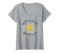 Mujer Camisa de yoga Kundalini May The Long Time Sun Shine Upon You Camiseta Cuello V