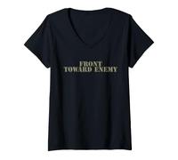 Mujer Camisa Delantera hacia el Enemigo Claymore Mine Funny Military Joke Camiseta Cuello V