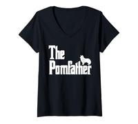 Mujer Camisa Divertida con diseño de papá y Perro de Pomerania de The PomFather, Regalo para Hombre Camiseta Cuello V