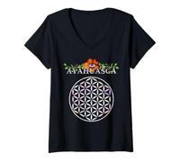 Mujer Camisa DMT Flor de la Vida Geometría Sagrada Mandala Ayahuasca Camiseta Cuello V