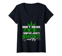 Mujer Camisa Dont Drink and Drive Smoke and Fly Camiseta Cuello V