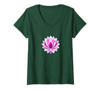 Mujer Camisa Flor de Loto Rosa Lotus Mandala Camiseta Cuello V