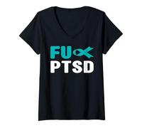 Mujer Camisa FU PTSD - Concientización sobre el Trastorno de estrés postraumático Camiseta Cuello V