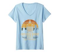 Mujer Camisa Golden Dome City Des Moines Capitol Vintage Sunset Camiseta Cuello V