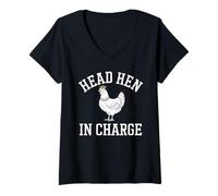 Mujer Camisa Head Hen in Charge para Amantes de los Pollos y entusiastas Camiseta Cuello V