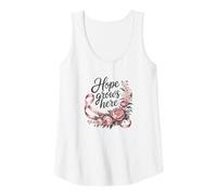 Mujer Camisa Hope Grows Here - Camiseta Floral para concienciación sobre el cáncer de Mama Camiseta sin Mangas
