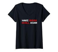 Mujer Camisa Make Russia Small Again, Divertida Haz Que Rusia Sea pequeña Otra Vez Camiseta Cuello V