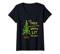 Mujer Camisa navideña Not Only Thing List Christmas Tree Camiseta Cuello V