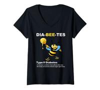 Mujer Camisa para diabetes tipo 2, Dia-Bee-Tes II Pun, Diabetes tipo dos Camiseta Cuello V