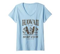 Mujer Camisa retro Hawaii Surf Club Hula Girls Surf's Up Camiseta Cuello V