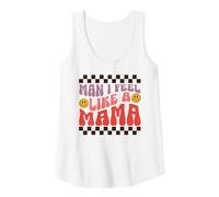 Mujer Camisa retro para mamá divertida para el día de la madre, estética de cara feliz de los años 70 Camiseta sin Mangas