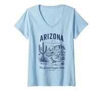 Mujer Camisa Retro State Arizona Est 1912 Grand Canyon Desert Sun Camiseta Cuello V