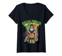 Mujer Camisa Vegan Power | Traje vegano Plant Power para hombre y mujer Camiseta Cuello V