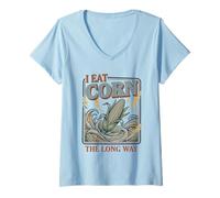 Mujer Camisa vergonzosa I Eat Corn The Long Way Funny Adult Humor Camiseta Cuello V