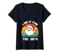 Mujer Camisa Vintage de Papá Noel I do it for The Ho'S para Hombre y Mujer Camiseta Cuello V