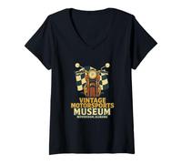 Mujer Camisa vintage del Museo del Automovilismo Retro Motorcycle Alabama Camiseta Cuello V