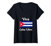 Mujer Camisa Viva Cuba Libre, Libertad para Cubanos, Camisa Cuba Gratis Camiseta Cuello V