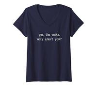 Mujer Camisa Woke, Yes I'm Woke Why Aren't You, Save Democracy Camiseta Cuello V