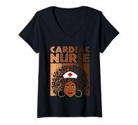 Mujer Camisas afro cardiacas negras para enfermeras para mujeres y niñas, africanas Camiseta Cuello V