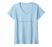 Mujer Camisas cristianas para Hombre y Mujer | Cristo ES Suficiente Camiseta Cuello V