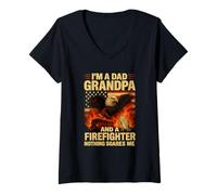 Mujer Camiseta Abuelo y Bombero - Nada me da miedo Americano Camiseta Cuello V