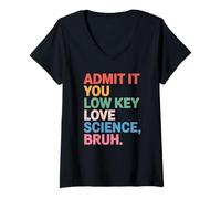 Mujer Camiseta Admit It You Low Key Love Science Bruh Back to School Camiseta Cuello V