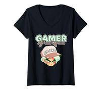 Mujer Camiseta Anime Kawaii Gamer Boy, Japonés Camiseta Cuello V