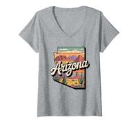 Mujer Camiseta Arizona Flag - Arizona Cactus Desert AZ Pride Camiseta Cuello V