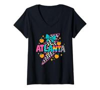 Mujer Camiseta Atlanta Peach a cuadros Lightning Rainbow Pride Camiseta Cuello V