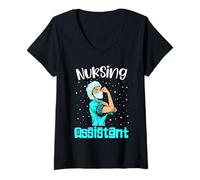 Mujer Camiseta auxiliar de enfermería, regalo de enfermería Rosie el remachador Camiseta Cuello V