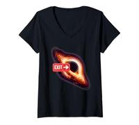 Mujer Camiseta Black Holes Exit Fun Space Physics Science Camiseta Cuello V