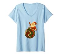 Mujer Camiseta Bola de Navidad Diseño Lindo Personajes Papá Noel Camiseta Cuello V