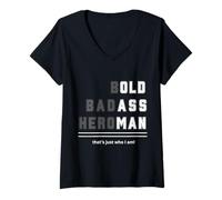 Mujer Camiseta Bold Badass Heroman That's Just Who Old Guy Camiseta Cuello V