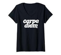 Mujer Camiseta Carpe Diem Retro con gráficos Camiseta Cuello V
