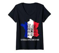 Mujer Camiseta Catedral de Notre-Dame Paris Camiseta Cuello V