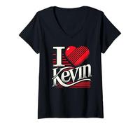 Mujer Camiseta con el Nombre de Kevin I Love Kevin I Heart Kevin Camiseta Cuello V