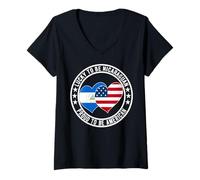 Mujer Camiseta con estampado de la bandera estadounidense Lucky To Be Nicaraguan Proud to Be Camiseta Cuello V