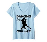 Mujer Camiseta con Texto en alemán Tanzer ist unser Leben Camiseta Cuello V