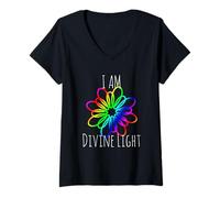 Mujer Camiseta con texto en inglés "I AM Divine Light" para yoga, meditación Camiseta Cuello V