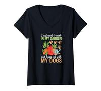 Mujer Camiseta con Texto en inglés I Just Want to Work in My Garden para Salir con Perros Camiseta Cuello V
