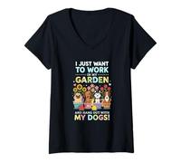 Mujer Camiseta con Texto en inglés I Just Want to Work in My Garden para Salir con Perros Camiseta Cuello V