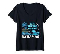 Mujer Camiseta con Texto en inglés It's Better in The Bahamas para los Amantes de la Playa Camiseta Cuello V